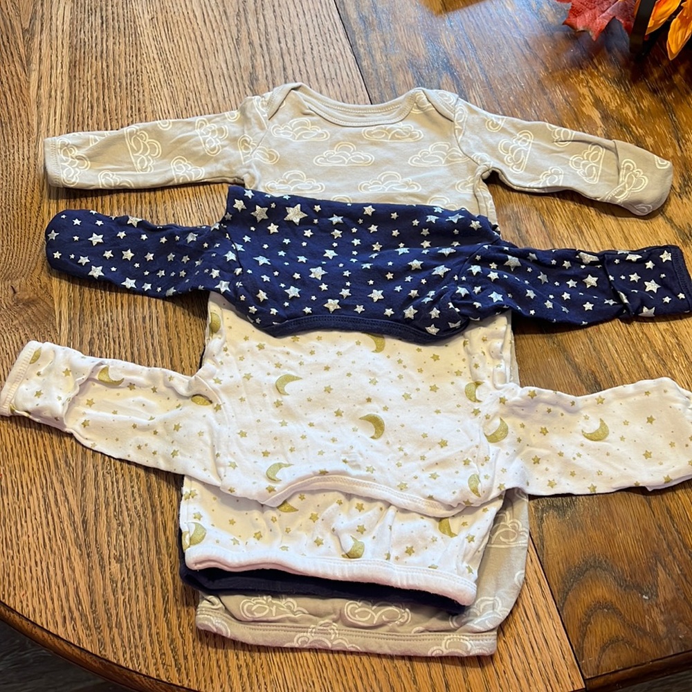 HB Three Piece Baby Night Gown Bundle, Size 0-6 Months